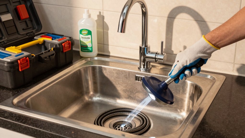 clear kitchen drain blockage