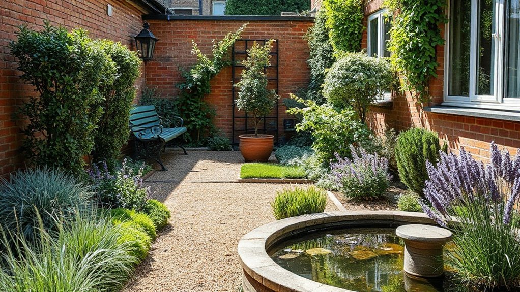 layered compact evergreen planting