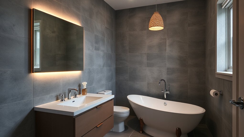 layered lighting and mirrors