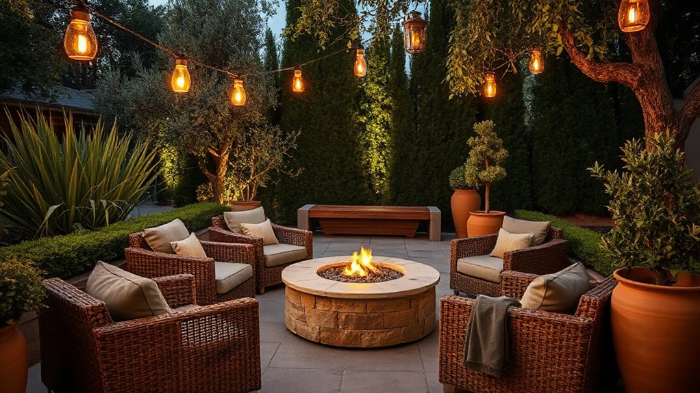 layered nighttime garden lighting