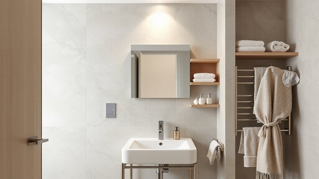maximize vertical bathroom storage