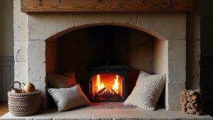 cozy built in fireplace