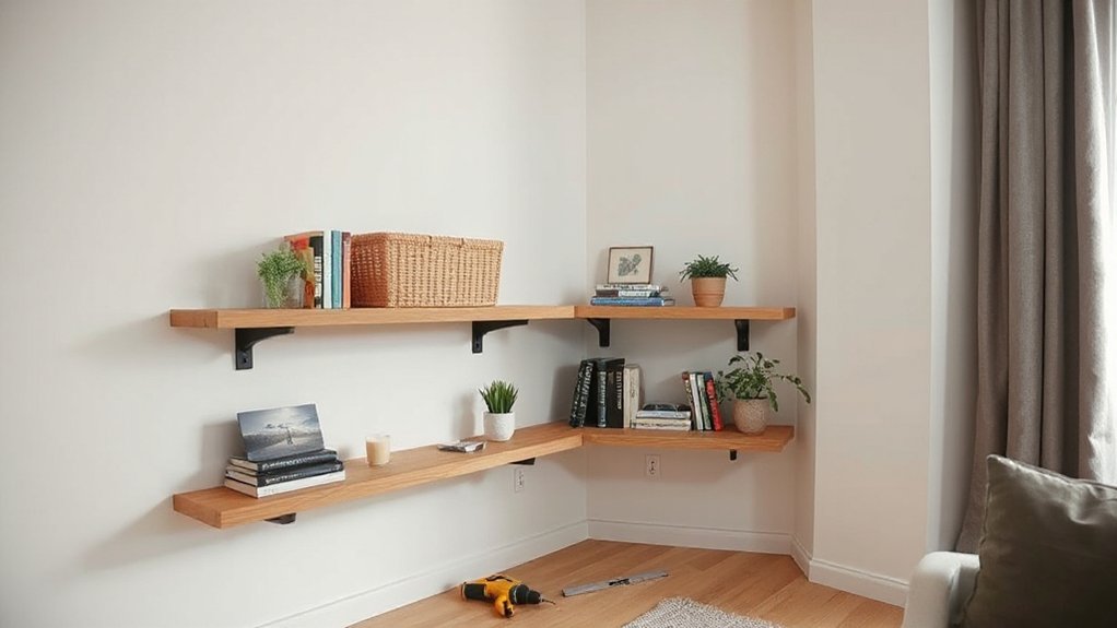 floating shelves with anchors