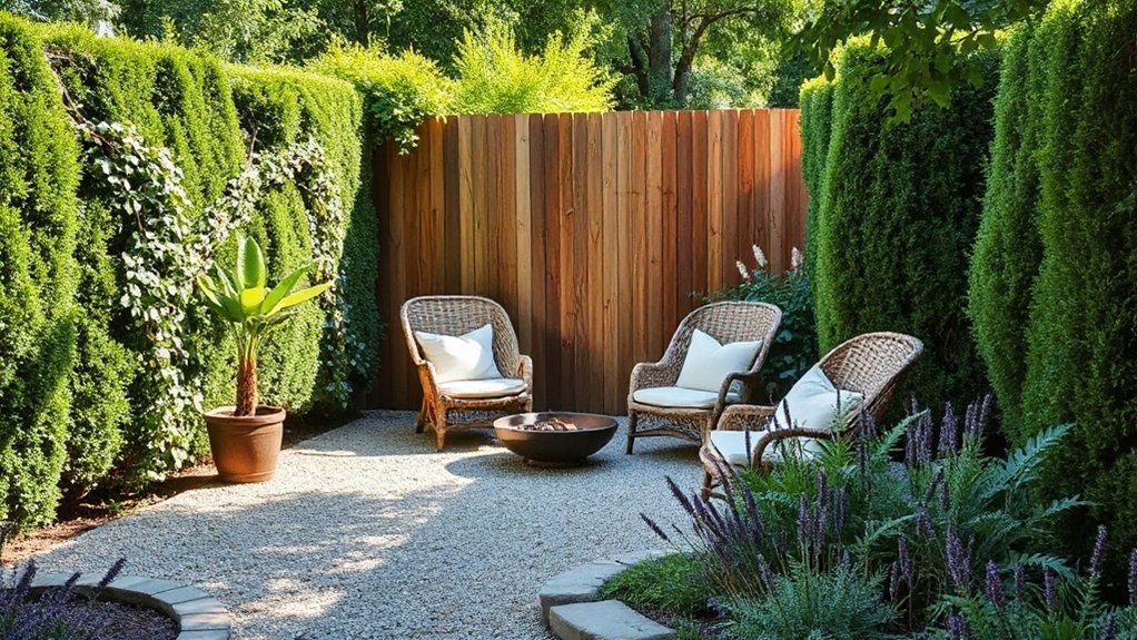 layered hedges and screens