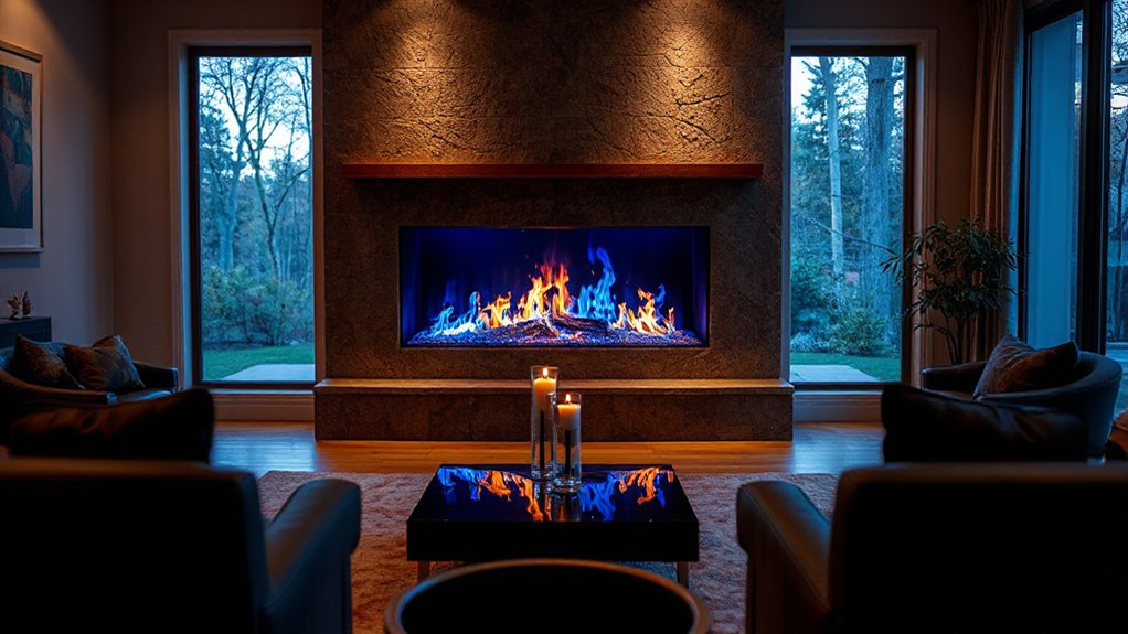 Ethanol fireplaces vented clean burning flame combustion