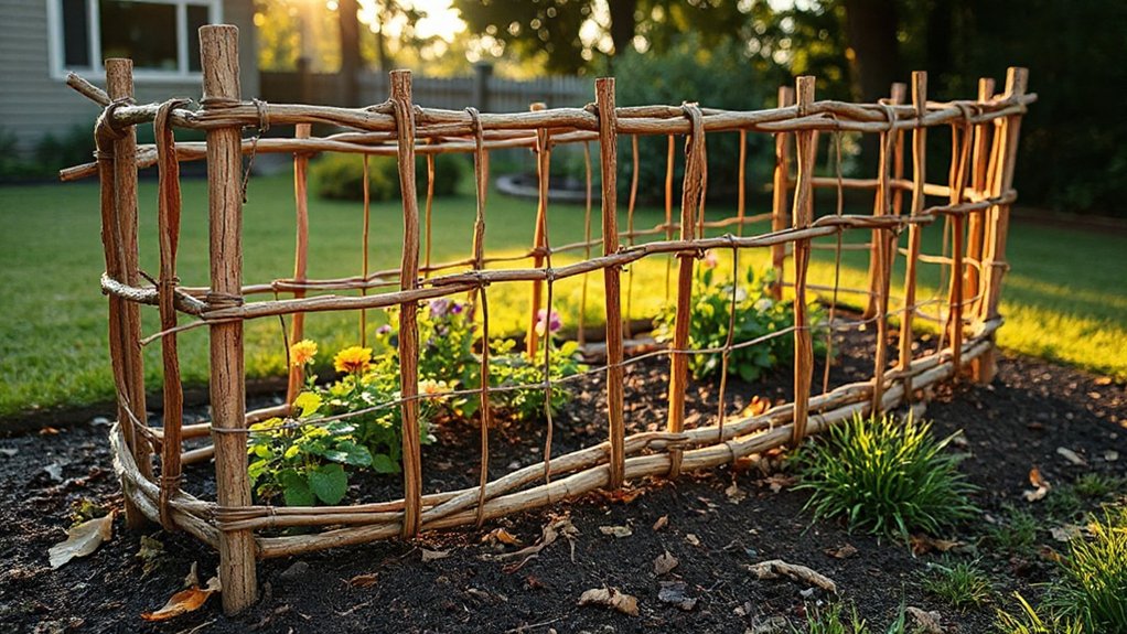 woven branch border construction